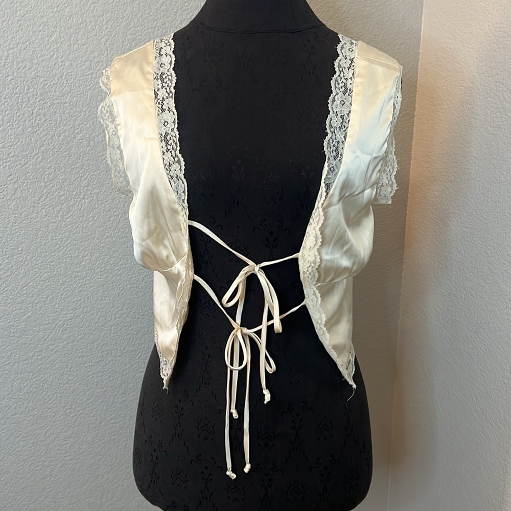 Elegant Cream Lace-Trimmed Blouse